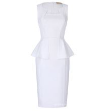 Kate Kasin Sleeveless Classic Hips-Wrapped Retro Vintage White Bodycon Pencil Dress KK000390-2